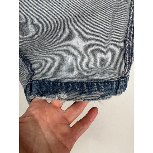 Zara Med Blue 100% Cotton Denim Cargo Wide Leg Button Jogger Cuff Jeans Size 10 - Picture 17 of 17